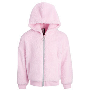 ID Ideology Toddler Girls Solid Faux Sherpa Hooded Jacket Pink Lavender Size 2T